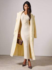 COSMINA Women's Solid Color Sleeveless Long Knit Dress, Suitable For Commuting In Fall/Winter