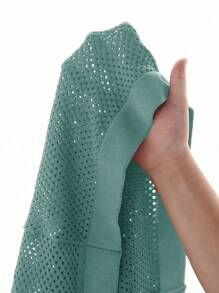 Manfinity Homme 男士休闲条纹纽扣短袖针织上衣 - 薄荷藍 - 查看 7