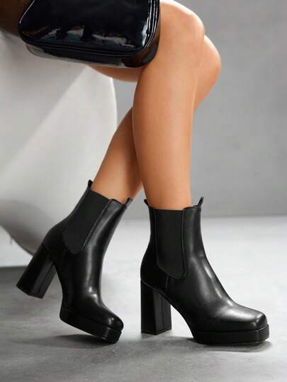 CUCCOO SZL 欧美方头厚底踝靴