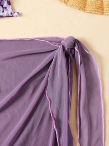 SHEIN Tween Girls Floral Bikini Set,Beach Attire,Leisure Vacation, Seaside Travel - Mauve Purple - View 5