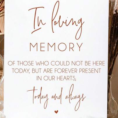 1 件，深情怀念那些今天无法到场的人，今天永远怀念现代磨砂亚克力婚礼纪念天堂标志，婚礼装饰