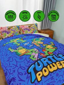 TEENAGE MUTANT NINJA TURTLES | SHEIN 3pc 3pcs Teenage Mutant Turtles Reversible Duvet Cover Set,Suitable For Single Bed/Double Bed/Queen Bed/King Bed, Dormitory/Home - Multicolor - View 10