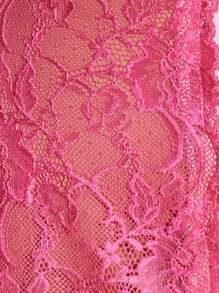 Slumberist 女式性感粉色水彩花卉印花撞色蕾丝高开衩吊带睡衣 - 彩色 - 查看 8