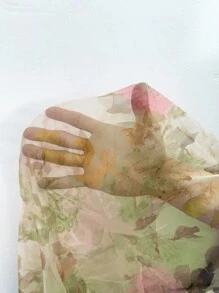 Elenzga Váy lưới hoa dệt tay không tay thanh lịch cỡ lớn cho nữ - màu xanh lá - Xem 3