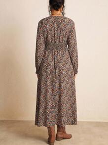 SHEIN LUNE Quần áo thu cỡ lớn in họa tiết da báo xếp ly tay dài/Váy thu/Trang phục nữ thu Váy dự tiệc cưới mùa thu Váy thanh lịch cho phụ nữ Váy công sở thường ngày cho phụ nữ đi làm Váy công sở - Nhiều màu - Xem 2