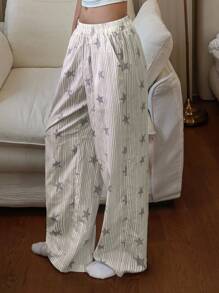 DAZY 条纹星形印花宽松女士睡裤，秋冬款