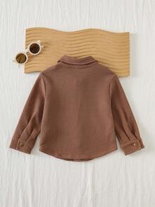 Loomiva Plain Brown Baby Boy Top With Regular Sleeves And Collar Ideal For Everyday Wear Fall Winter