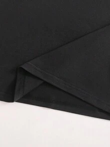 2件套少女心印花圆领休闲短袖T恤和长裤 - 黑色 - 查看 7