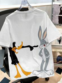 Looney Tunes X Manfinity Manfinity Joysei Men's Casual Cute Cartoon Animal Print Short Sleeve T-Shirt, Summer - White - View 2