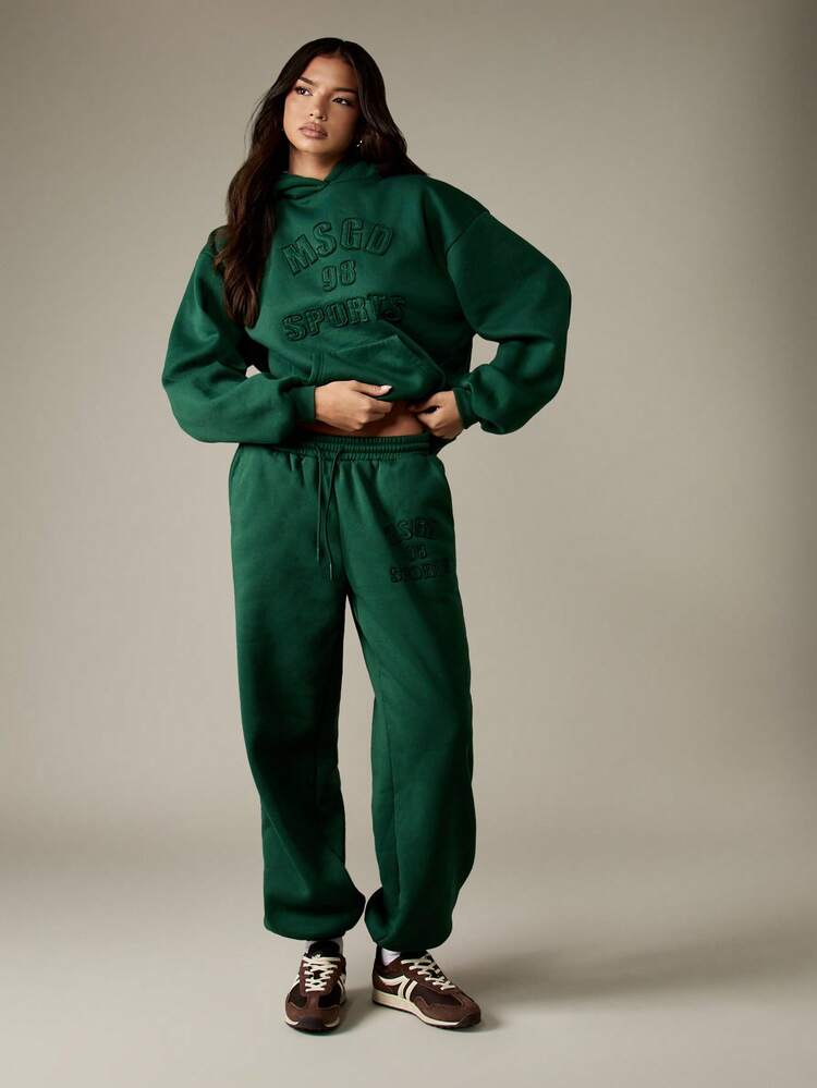 MISSGUIDED Embroidered Baggy Jogger Pants With Cuffed Ankles