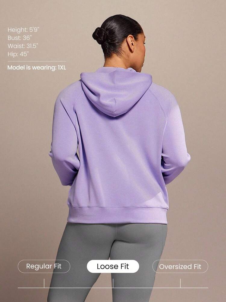 Sudadera con capucha de manga larga con media cremallera, bolsillo y ojales para el pulgar, de modal suave y sedoso, de talla grande, para uso diario y casual