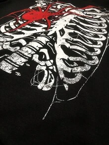 ROMWE MEN Street Life Men's Sparkling Diamond Print Sweatshirt, Loose Cropped Style , Fall - Black - View 5