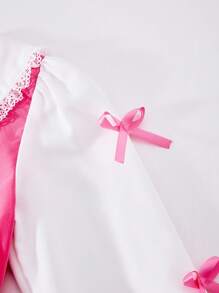Girls Ruffle Collar 2 In 1 Pleated Bow Long Dress, Back To School Spring/Autumn Dress - Pink - View 7