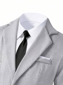 Bộ trang phục 2 món cho bé trai tuổi teen - Áo khoác vest xám ôm vừa vặn + Quần âu, trang phục trang trọng ngoài trời giản dị, thanh lịch, thích hợp cho tiệc sinh nhật, tiệc tối, biểu diễn, tiếp khách, mùa cưới (sinh nhật, đám cưới, khách dự tiệc cưới, cậu bé hầu bàn, cậu bé đeo nhẫn) - Màu Xám nhạt - Xem 6