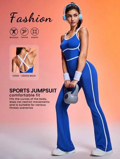 Core Rhythm 女士撞色饰边性感瑜伽连体裤