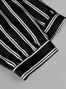 SHEIN Essnce Plus Size Women Summer Outfits For Women Beachwear Vacation Outfits Woman Easter Beach Outfits For Woman Workout Sets Women Business Casual Woman Gym Lounge Sets For Women Office Outfits For Women Rave Outfits Festival Cruise Attire Women Summer Shorts Joggers Vacation Two Pieces Set Teacher Graduation Outfit Minimalist Striped Shirt, Solid Color Camisole And Shorts Casual Set - Black - View 6