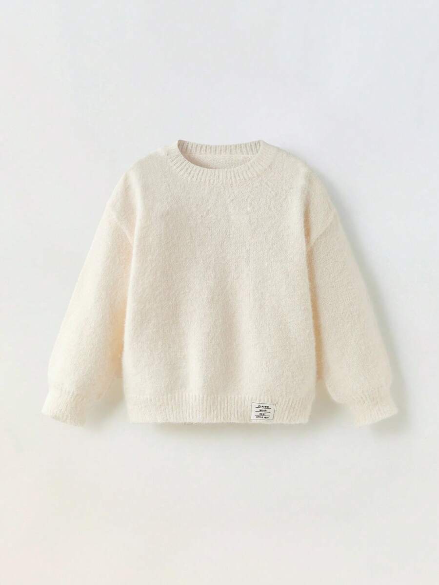 Maija Kids Maija Kids 宽松字母印花长袖休闲圆领毛衣,适合年轻女孩 - 杏色 - 查看 1