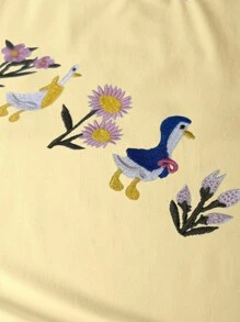 EMERY ROSE Camiseta de ganso con bordado floral de talla grande | Camiseta de ganso estilo Cottagecore | Camiseta de mujer con estética vintage y amante de los animales - Albaricoque - Ver 3