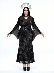 Whyspr Váy Halloween phong cách Goth Punk cỡ lớn - màu đen - Xem 3