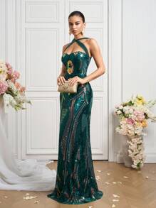 Coutiva 女士正式晚礼服（华丽装饰） - 墨綠色 - 查看 6