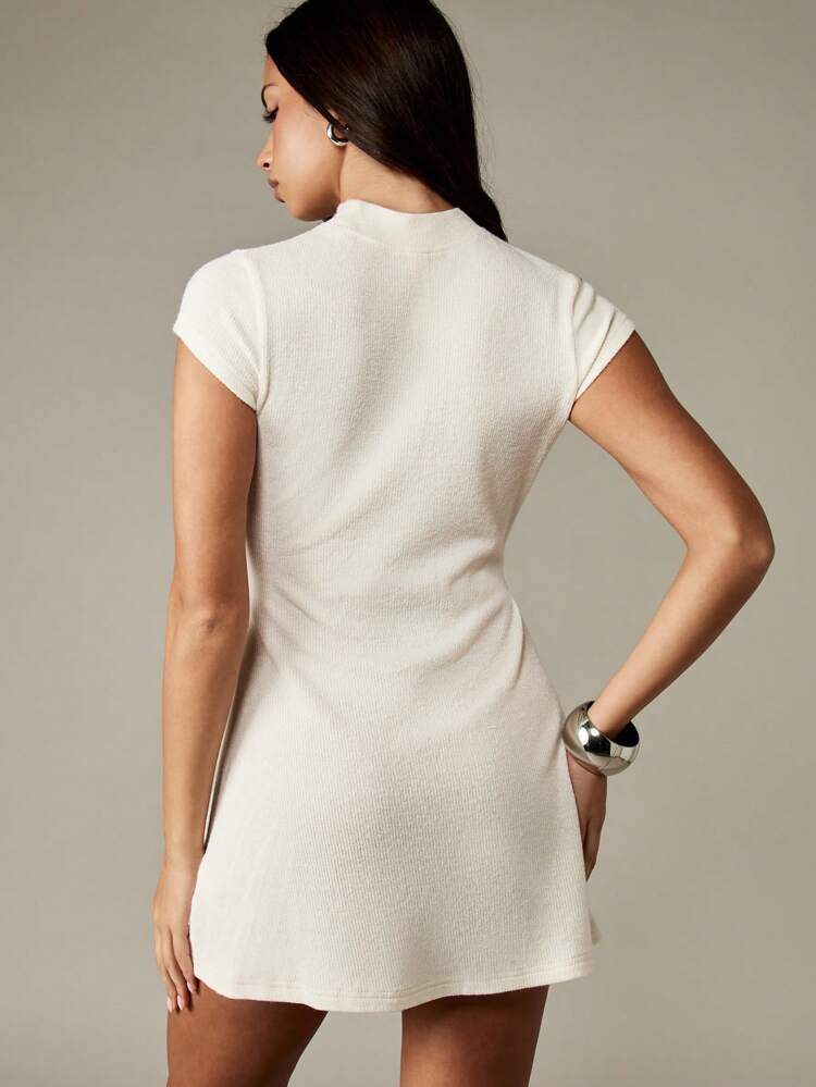 MISSGUIDED Mock Neck Mini Dress Fitted Ribbed Knit Long Sleeve Winter Bodycon Fall Fashion Evening Party Club Night Out Dress