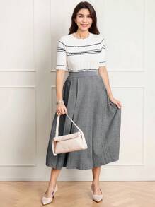 Miaspire 乡村音乐会女式褶皱简约通勤裙，休闲日常穿着