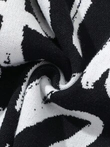 Coolqubz Tween Boy Fashion Pattern & Letter Intarsia Knit Sweater Long Sleeve Pullover, Autumn/Winter Boys Graphic Sweater Teen Boy Sweater Boys Knit Sweater Tween Boys Sweater Kids Graphic Sweater Teen Boys Sweater Boys Black And White Sweater Fall,Unisex - Black - View 8