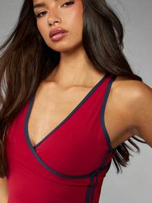 Missguided x Playboy Active Crop Tank Top Performance Athletic Racerback Sleeveless Compression Workout Training Fitness Running Gym Yoga Sports Tank Top