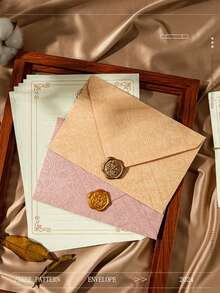 10 件/包高档商业信封、豪华婚礼请柬、名片、精美文具、礼品卡、VIP 邀请函，包括信头、信封和蜡封，圣诞节