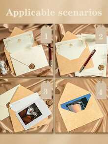 10 件/包高档商业信封、豪华婚礼请柬、名片、精美文具、礼品卡、VIP 邀请函，包括信头、信封和蜡封，圣诞节