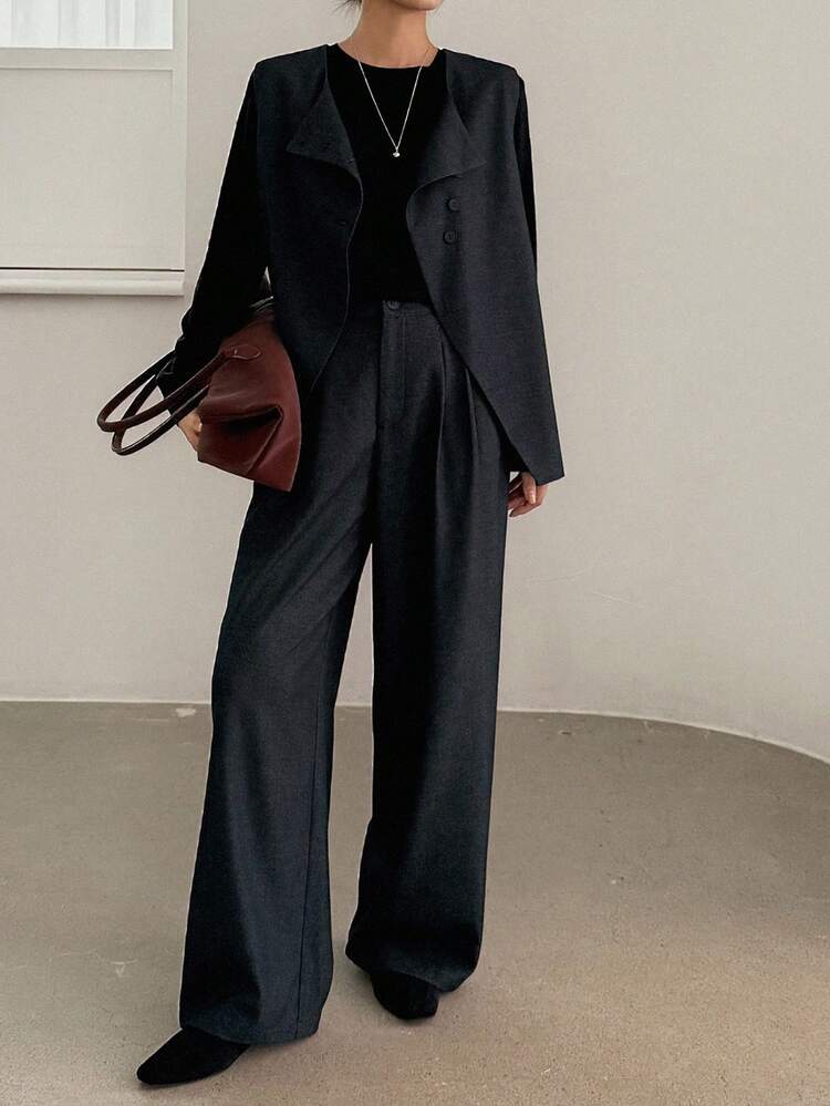 Women's Crew Neck Sleeveless Loose Fit Tank Top And Straight Leg Casual Pants 2 Pieces Set