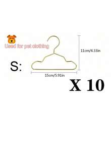 10件/套衣架金色迷你衣架金属小衣架泰迪狗猫木偶娃娃宠物店衣服支架 - 金色 - 查看 12