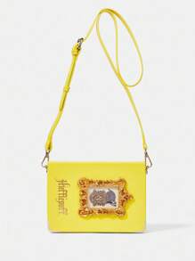 HARRY POTTER X SHEIN Book Shaped Foil Print Box Shoulder Bag - Yellow - View 2