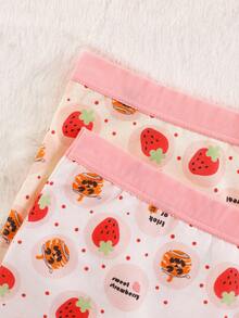 5件装 女童万圣节草莓印花可爱水果派对柔软棉质内裤 - 彩色 - 查看 6