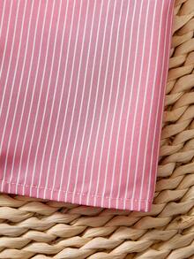 Áo len cardigan cổ đứng tay ngắn sọc xanh cổ điển dành cho bé gái - Màu Hồng Tươi - Xem 7