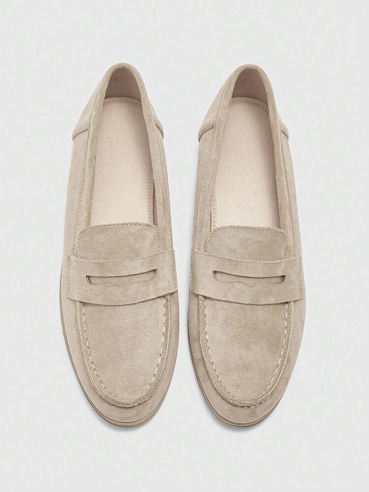 CUCCOO BIZCHIC Women's Apricot Suede Comfortable Casual Loafers, Suitable For Commuting, Outdoor, Shopping, Work, Daily Wear, Versatile Flat Shoes For Christmas Spring Shoes