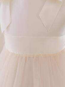 Glamorique Kids Vestido de Princesa Elegante e Fofo para Meninas Bebê, com Laço, Sem Mangas, Tule, Saia Volumosa de Cetim - Damasco - Visão 6