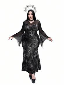 Whyspr Váy Halloween phong cách Goth Punk cỡ lớn - màu đen - Xem 4