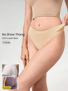 GLOWMODE 2条装轻薄透气吸汗中腰无缝隐形丁字裤日常运动内裤