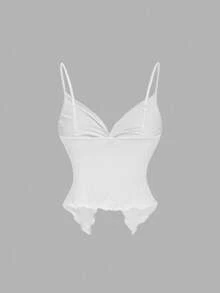 SHEIN MOD 4件装女士扭结前交叉吊带背心，吊带衫，可爱上衣，黑白背心，热带风情，辣妹风，露背，性感，外出上衣，秋季上衣，休闲女式上衣，扭结蝴蝶结上衣，万圣节，内置胸罩上衣 - 彩色 - 查看 12