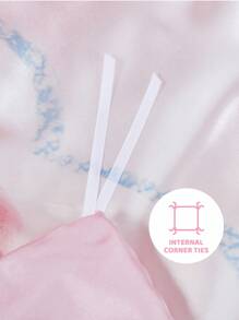 SHEIN X Care Bears 3 件套粉色可爱卡通熊床上用品套装，缎面面料，柔软透气，多种尺寸适合单人床/双人床/大号床/特大床，适用于卧室装饰