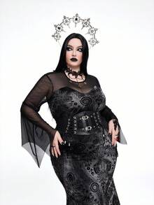 Whyspr Váy Halloween phong cách Goth Punk cỡ lớn - màu đen - Xem 5