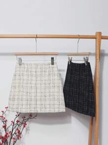 INAWLY 2件套女士优雅格子通勤裙套装 - 黑與白 - 查看 2