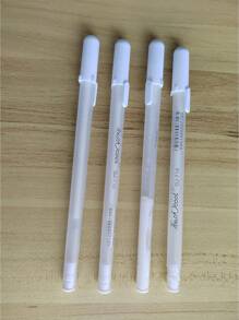 2pcs Letter Graphic White Gel Pen, Simple Portable Gel Rollerball Pen For Office, School Student, Writing, Painting Back To School - Multicolor - View 2