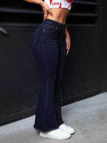 SHEIN PETITE 女士纯色纽扣前口袋洗水牛仔裤，休闲日常穿着