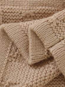 SHEIN 2 件卡其色幼儿针织套装 | 圆领套头毛衣 + 高腰护腹打底裤，休闲基本款 - 卡其色 - 查看 6