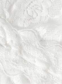 SHEIN Frenchy Women's V-Neck Lace Trim Short Sleeve Casual Cropped Top Oktoberfest Dirndl Tops Oktoberfest Tracht Oktoberfest Wiesn Bierfest Oktoberfest Dirndl Oktoberfest Festival Lace Crop Top Summer White - White - View 10