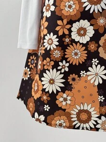 Sweetra Plus Size Pocket Elastic Waist Criss-Cross A-Line Floral Print Elegant Vacation/Party Dress For Women - Multicolor - View 5