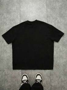 Manfinity Sport Corelite 男士圆领短袖休闲健身跑步运动T恤 - 黑色 - 查看 2