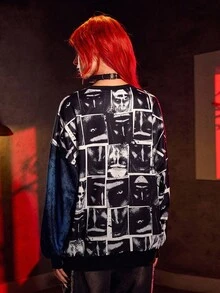 The Nun X SHEIN Figure Graphic Horror Movie Crew Neck Long Sleeve Sweatshirt